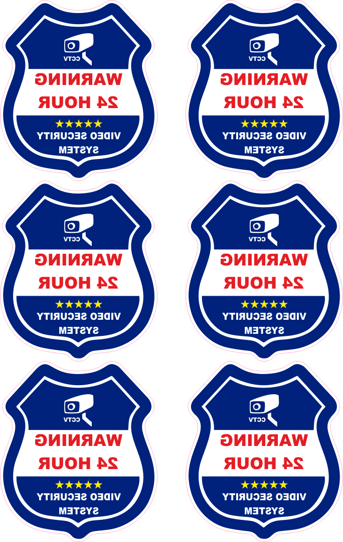 0514-030 Warning 24 hour A4 6kpl 85x95mm tarraa/ikkunan sisäpuolelle