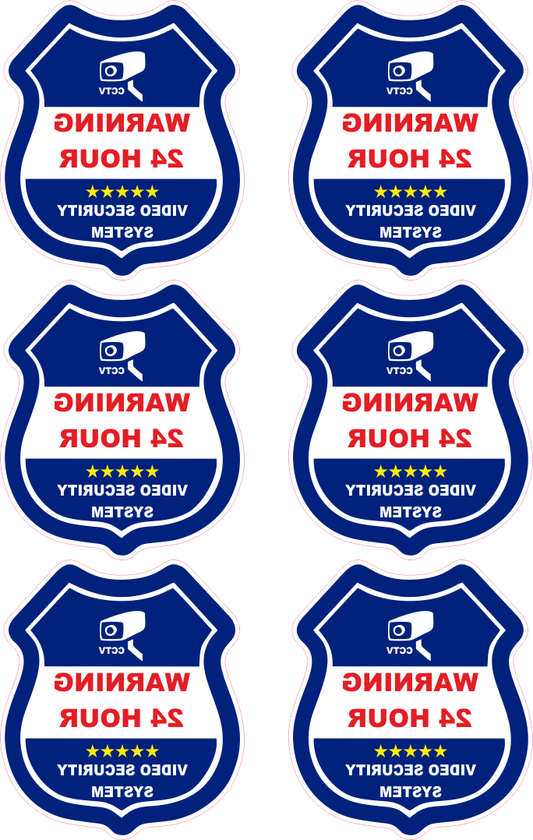 0514-030 Warning 24 hour A4 6kpl 85x95mm tarraa/ikkunan sisäpuolelle