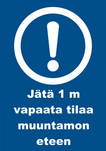 0509-035 Jätä 1 m vapaata tilaa muuntamon eteen