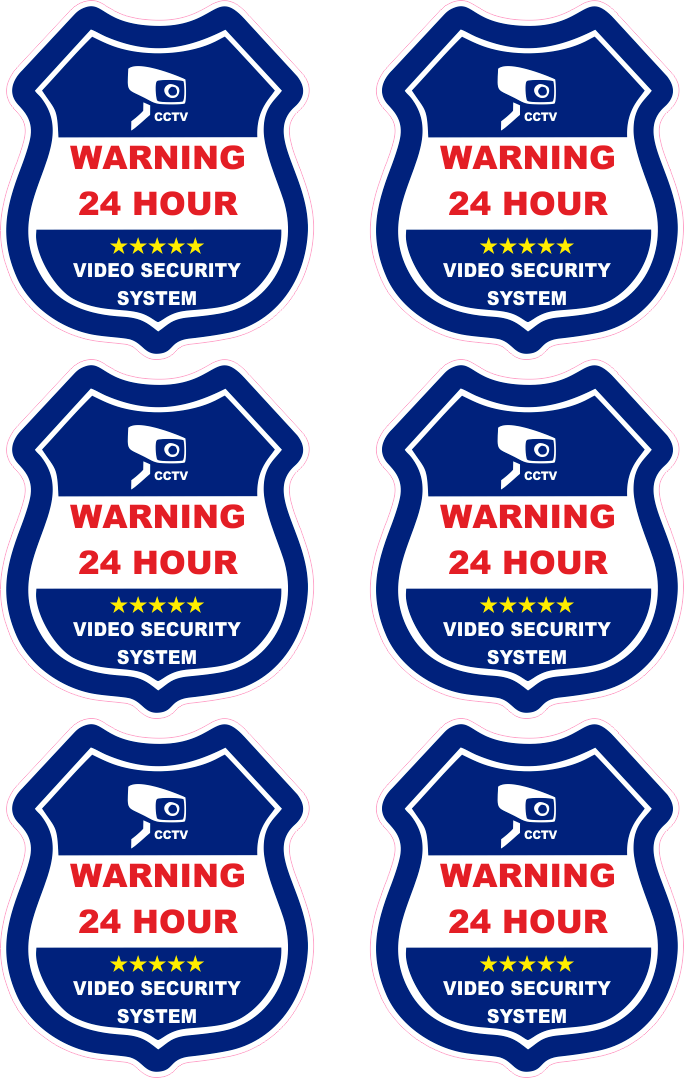 0514-030 Warning 24 hour A4 6kpl 85x95mm tarraa/ikkunan sisäpuolelle