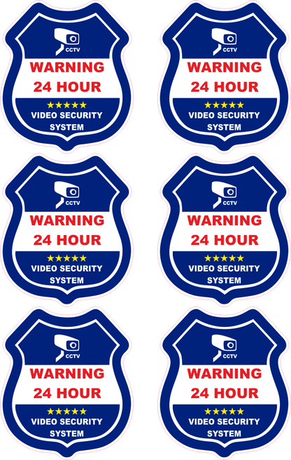 0514-030 Warning 24 hour A4 6kpl 85x95mm tarraa/ikkunan sisäpuolelle