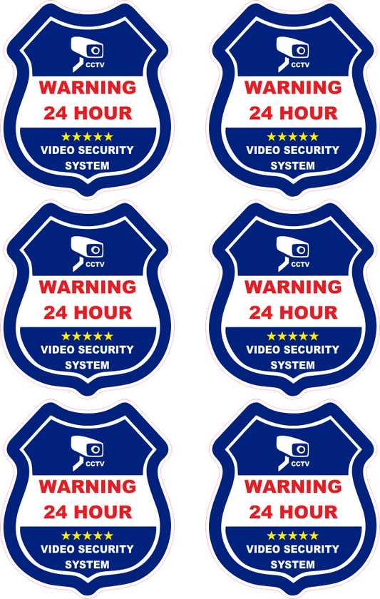 0514-030 Warning 24 hour A4 6kpl 85x95mm tarraa/ikkunan sisäpuolelle