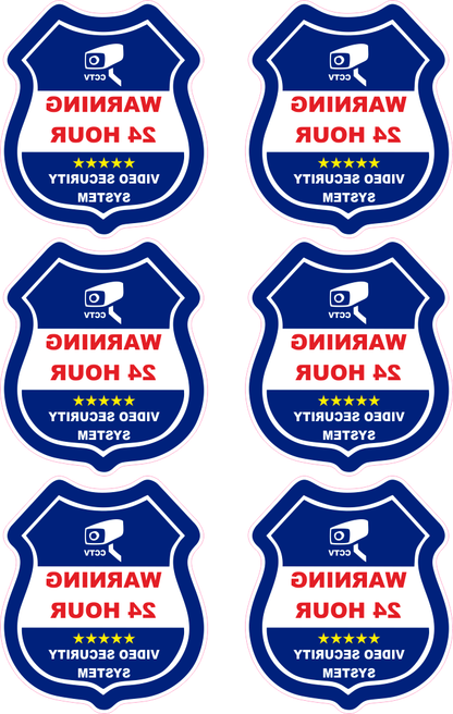 0514-030 Warning 24 hour A4 6kpl 85x95mm tarraa/ikkunan sisäpuolelle